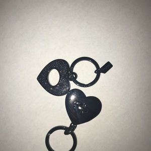 COACH BLACK GLITTER LOVE HEART VALET KEY FOB